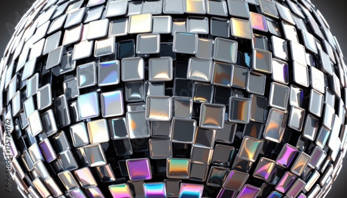 Colorful disco ball with festive bokeh lights