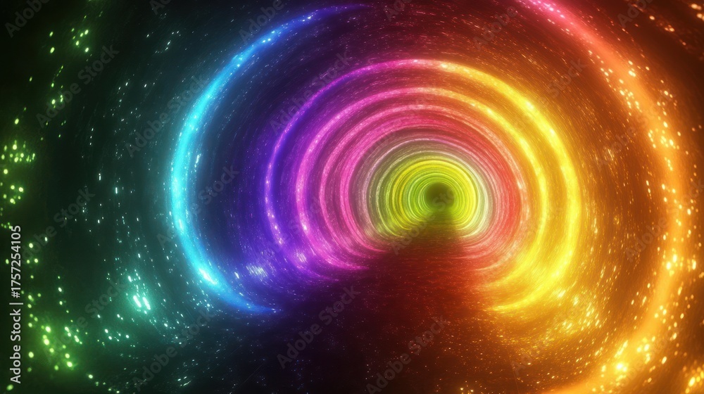 Obraz premium Colorful swirling light tunnel, abstract background, digital art, website design