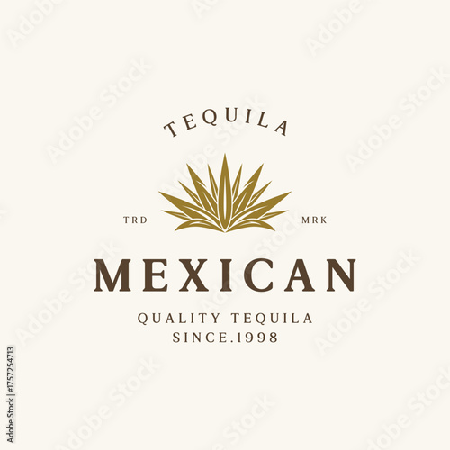 Vintage mexican agave plant logo template design for traditional tequila drink.