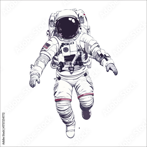 Astronaut floating in zero gravity next to a space station
