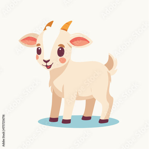 Happy Goat Illustration: A charming illustration captures the innocence and joy of a baby goat, its playful eyes and smiling face, evokes feelings of warmth and affection.