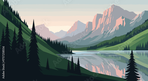 Stunning mountain vista with serene lake reflections, perfect for nature lovers and outdoor adventurers seeking peaceful escapes and breathtaking travel destinations