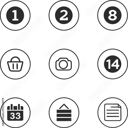 web, highlight, icon, set, glyph, outline, story, app, mobile, social, media, modern, simple, minimalist, circular, badge, button, interface