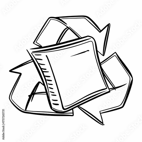 Simple continuous line drawing of paper recycling symbol  
