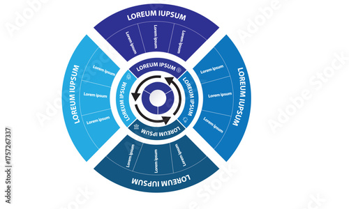Collection of vector circle chart infographic templates for presentations, advertising, layouts, annual reports.4options, steps, parts	