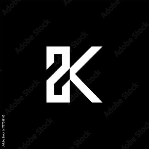 A sharp, professional '2K' or 'K2' monogram combining numeric and letter forms. The angular design signals precision, high standards, and future-forward technological goals. Great for engineering.