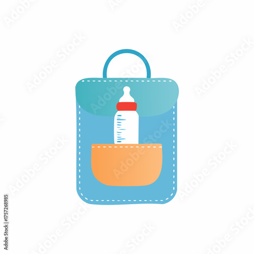 Baby bottle bag illustration featuring a pastel color palette for childcare items