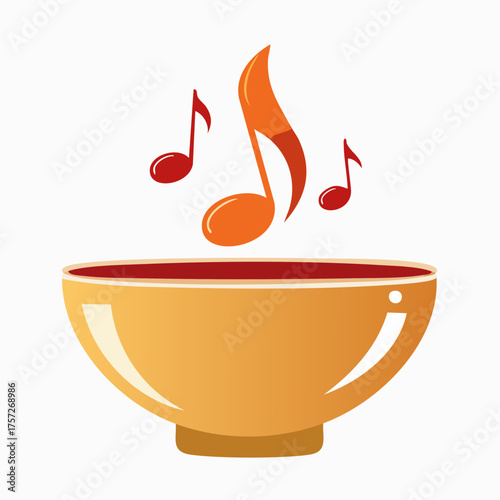 Aromatic Symphony: A bowl of heartwarming soup with musical note accents illustration