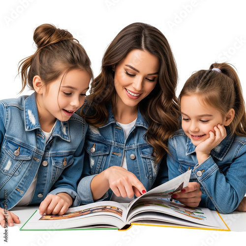 mother and daughter reading a book