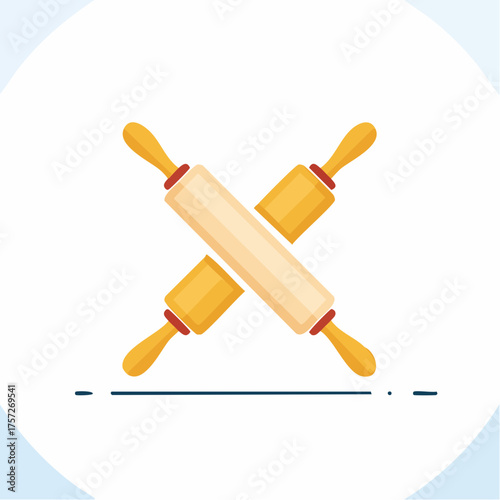Crossed rolling pins vector illustration for baking themed designs and creativity