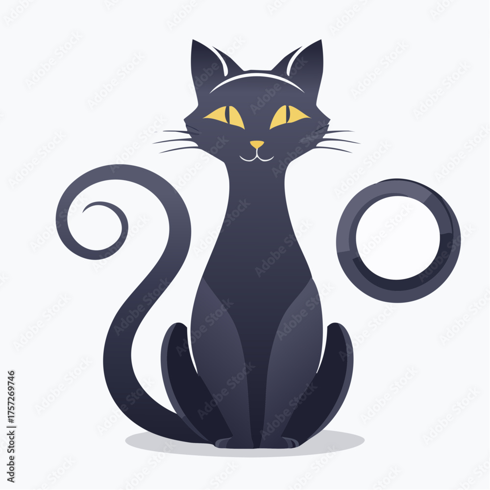 Fototapeta premium Elegant black cat illustration with a sleek design suitable for various creative projects