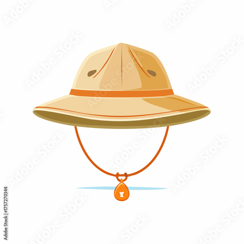 Illustration of a beige pith helmet for travel and exploration adventures