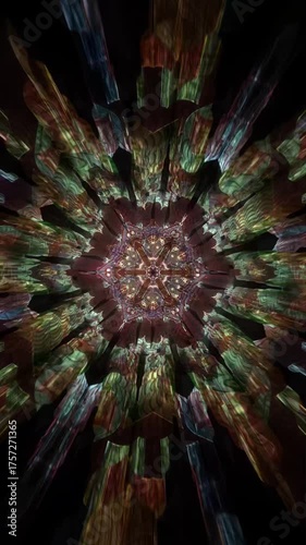 Mythic sacred geometry loop with endless looping animation optimized for 4K displays and immersive projection, intricate mandala symmetry with sacred geometry and kaleidoscopic motion