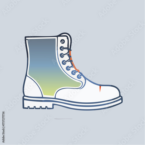 Trendy and stylish high-top boot with colorful gradient design for modern fashion