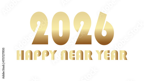 Bold “2026 HAPPY NEAR YEAR” greeting in gold gradient on white background, festive and humorous design for seasonal branding and promotions