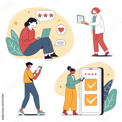 Diverse people engaging with technology for communication collaboration and digital tasks