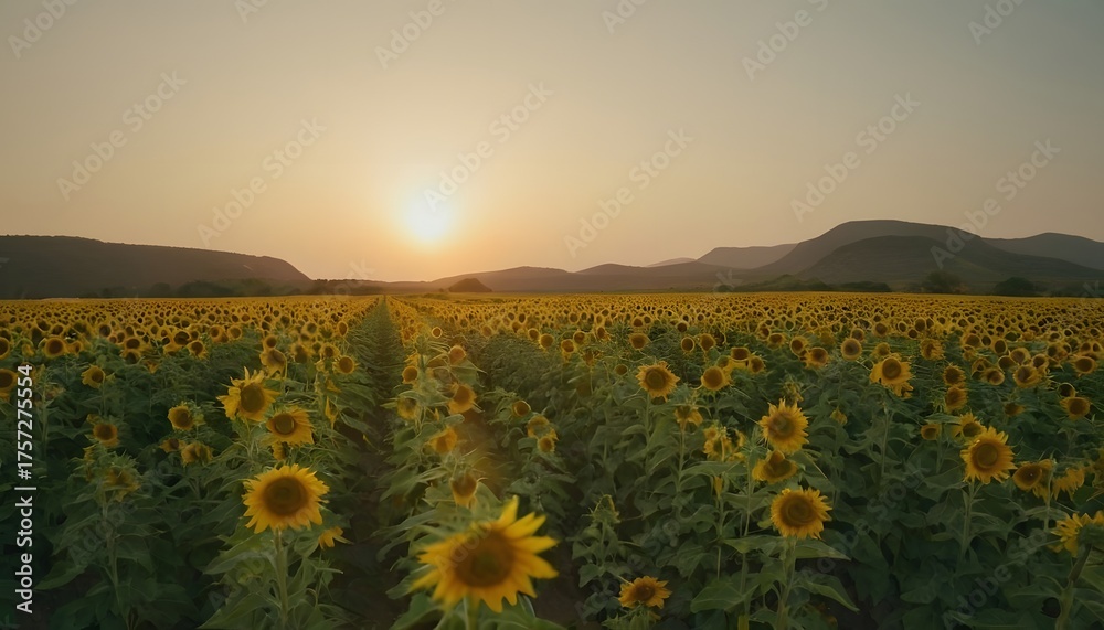 Obraz premium sunflower field at sunset
