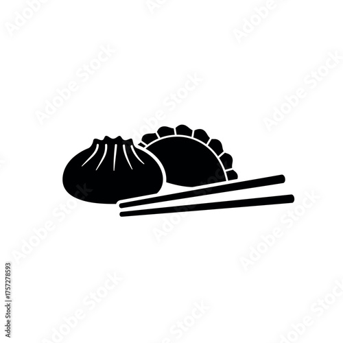 Dumplings and Chopsticks Asian Cuisine Icon.