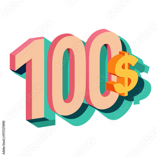 Thirty d three d hundred dollar sign graphic vector illustration money symbol
