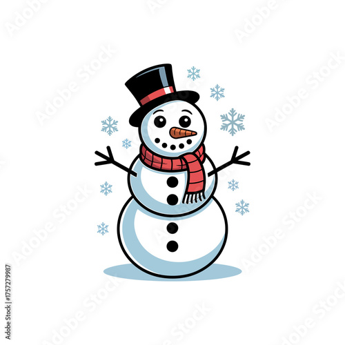 Snowman icon vector on White Background ,Vector Art Illustration on white background.
