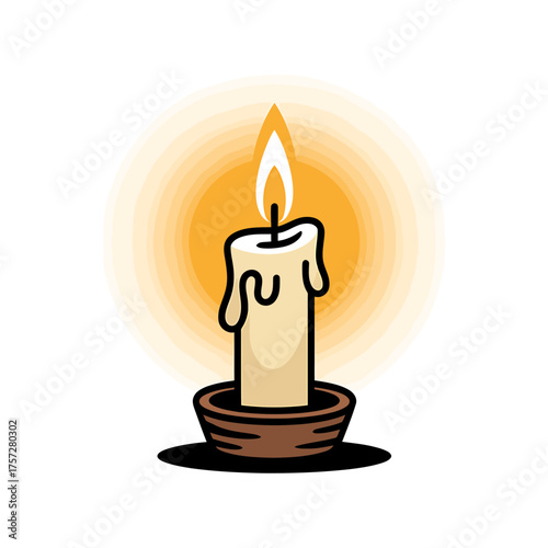 Festive candlelight icon vector on White Background ,Vector Art Illustration on white background.