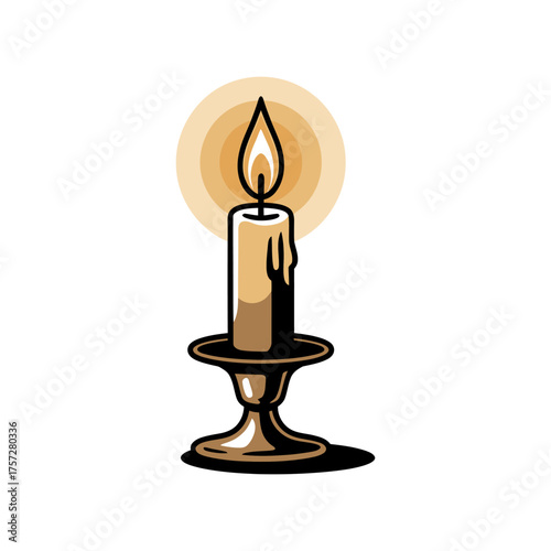 Festive candlelight icon vector on White Background ,Vector Art Illustration on white background.