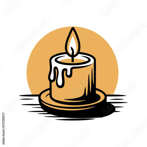 Festive candlelight icon vector on White Background ,Vector Art Illustration on white background.