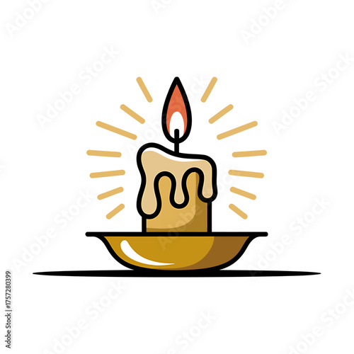 Festive candlelight icon vector on White Background ,Vector Art Illustration on white background.