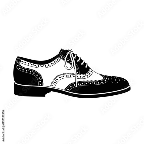 Elegant black and white Oxford shoe for formal occasions.