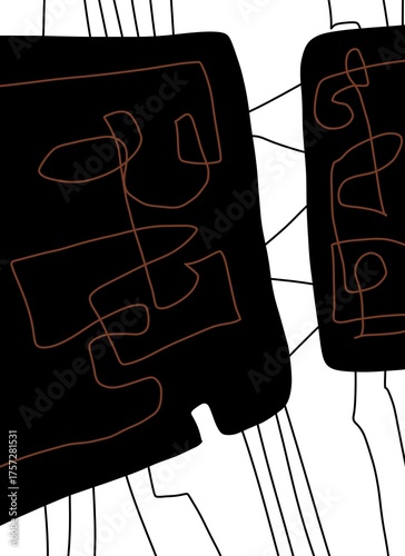 Minimal abstract image for printing. Picture for modern interiors. The picture is painted by hand on a tablet.