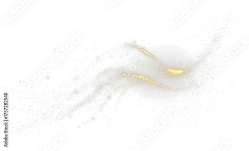 A mesmerizing golden sparkles wave effect with luminous particles like stars on a glittery PNG background