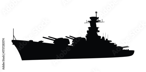 Warship Silhouette Vector Illustration for Military and Navy