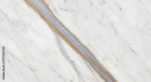 Elegant white marble with diagonal gold and gray veining, luxurious natural stone surface for sophisticated interior design
