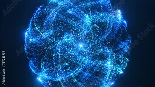 Ethereal Blue Particle Sphere: Dynamic Abstract Energy Field Animation