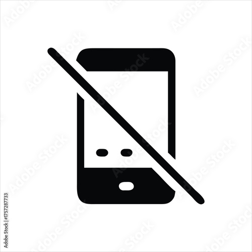A silhouette of mobile phone off icon is a symbol of prohibition, a sign that the device is not allowed, forbidden mobile communication, forbidden technology, a prohibited device.