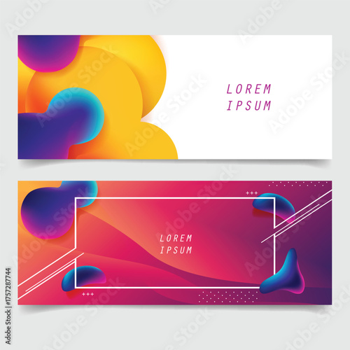 Set of banners with abstract liquid shapes
