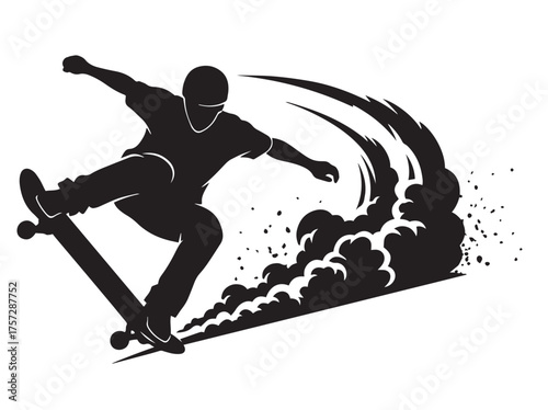 "Skate Surge – Airborne Trick with Motion Trail"