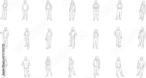 Collection of Line Art People Silhouettes