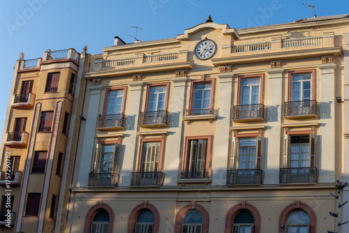 Architectural view of Plaza de la Constitución in Malaga, Spain – historic center and Andalusian urban life
