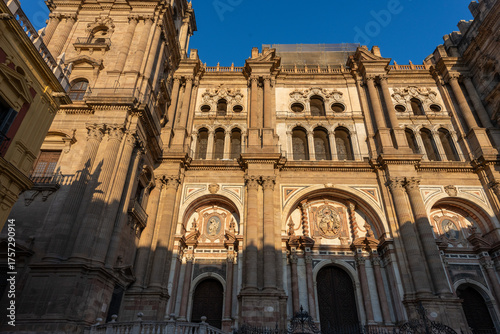 View of Malaga Cathedral, Spain – historic architecture and Mediterranean sky