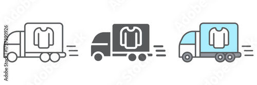 Laundry service delivery line icon, laundry and car, dry cleaning delivery sign, vector graphics, a linear pattern on a white background. editable stroke