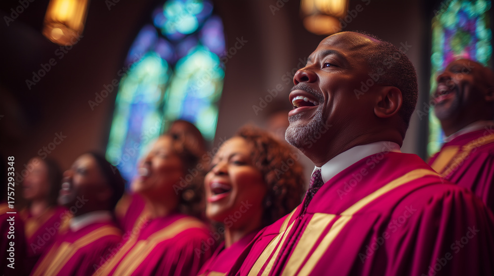Fototapeta premium Christian Gospel Singers Praising in Festive Church Setting