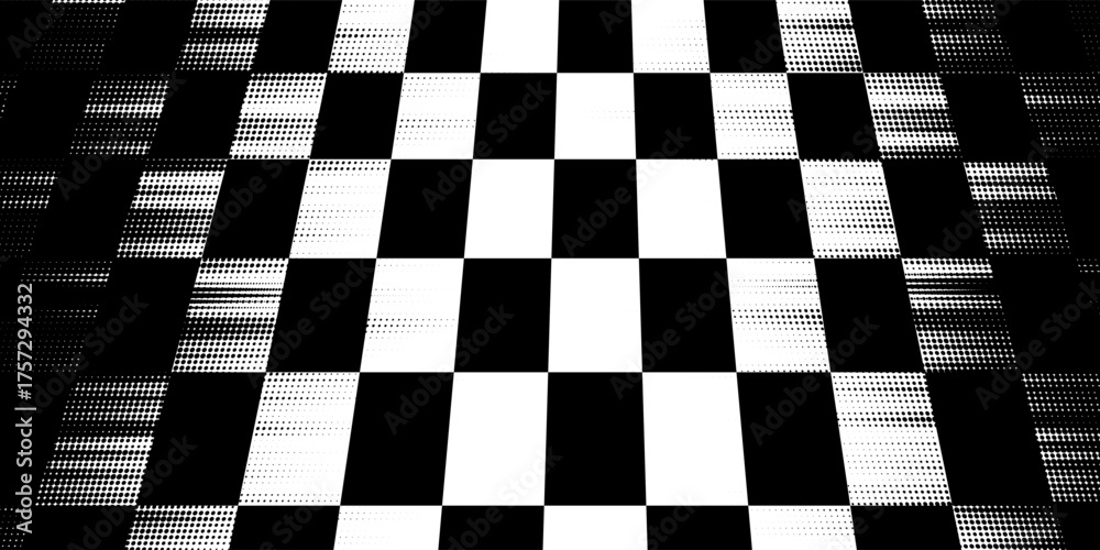 Obraz premium Finish line of striped black squares on a white background. Striped pattern. Design element for covers, advertising, web design, packaging, Sports vector background