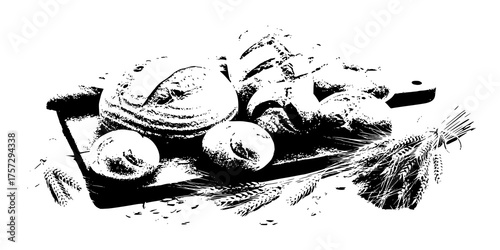 Set of bread and wheat
