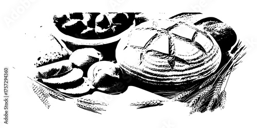 Set of bread and wheat
