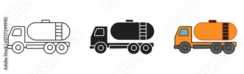 Tank truck icon set. Fuel truck. Vector icon isolated on white background. vector illustration.