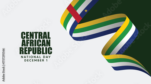 Central African Republic National Day Celebration with Ribbon Flag Vector Design