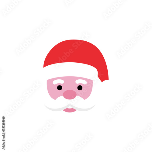 solid color vector of santa claus face minimal icon, no background shape