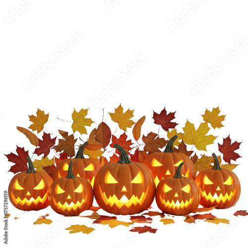 halloween pumpkin with leaves