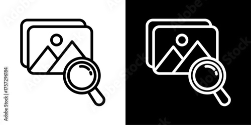 Image Search  Icon Of Line Black And White Style Vector Illustration 